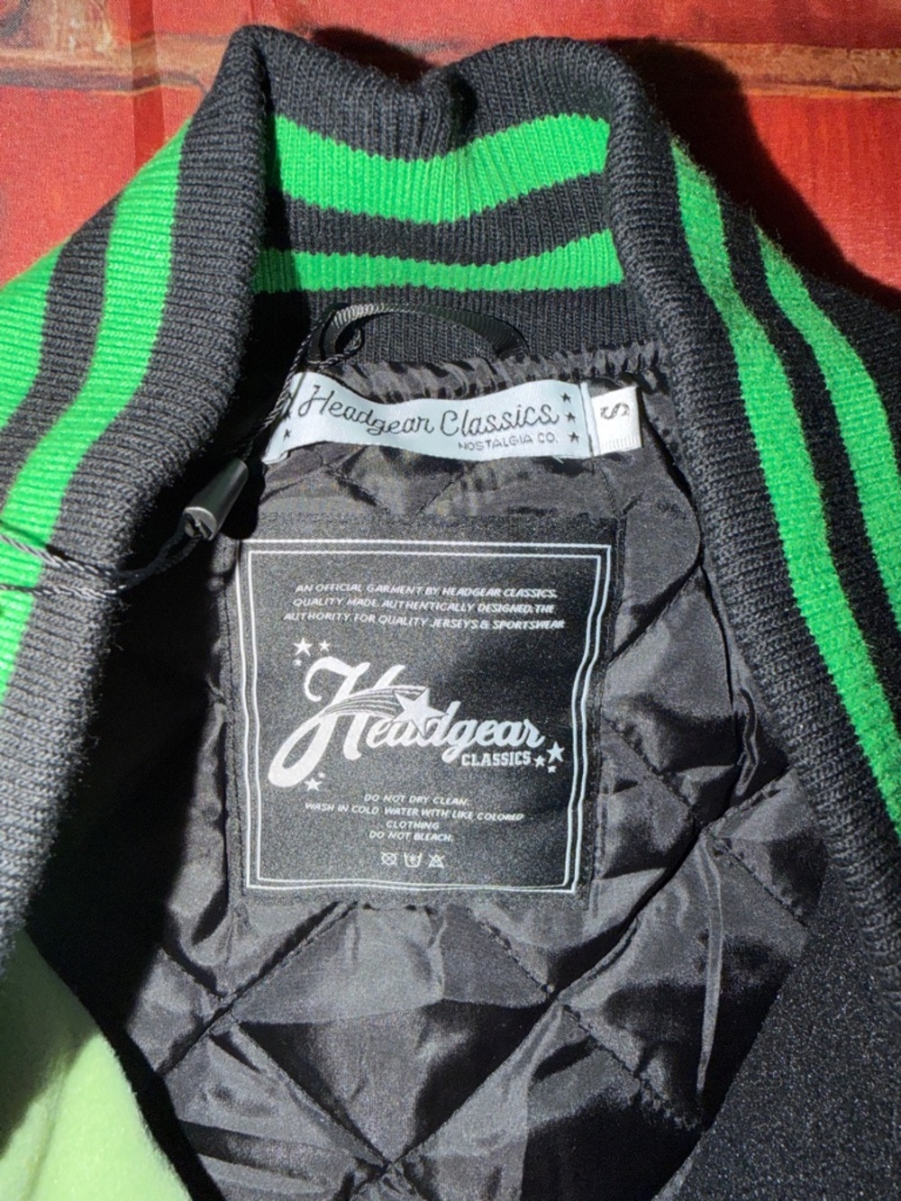 Brand New Men’s Small Dead Presidents Varsity Jacket - Lime & Black - Picture 4 of 4